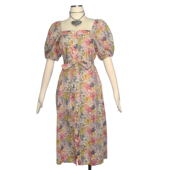 J. Crew Cottage Dress Liberty Mauvey Floral Print Button Front Puff Sleeve S - Picture 1 of 7